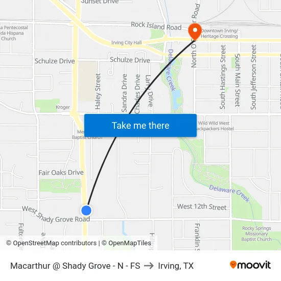 Macarthur @ Shady Grove - N - FS to Irving, TX map