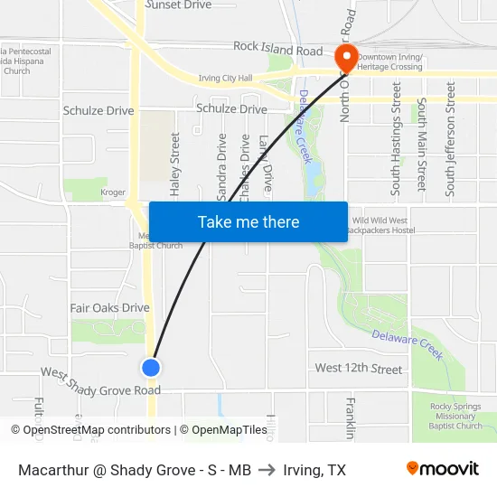 Macarthur @ Shady Grove - S - MB to Irving, TX map