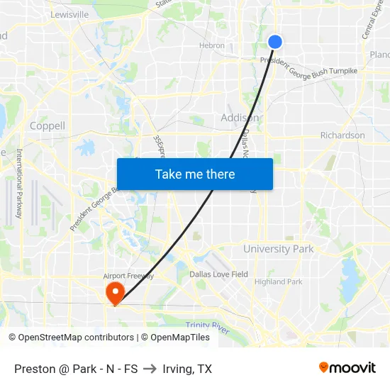 Preston @ Park - N - FS to Irving, TX map