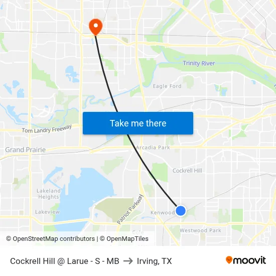 Cockrell Hill @ Larue - S - MB to Irving, TX map