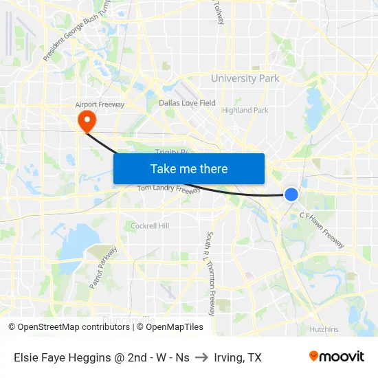 Elsie Faye Heggins @ 2nd - W - Ns to Irving, TX map