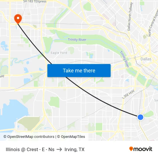 Illinois @ Crest - E - Ns to Irving, TX map
