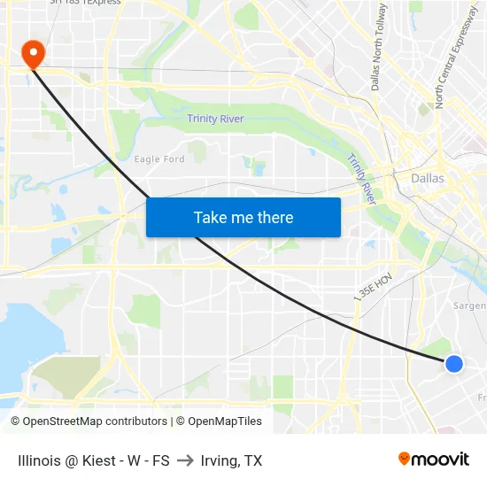 Illinois @ Kiest - W - FS to Irving, TX map