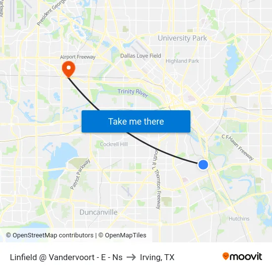 Linfield @ Vandervoort - E - Ns to Irving, TX map