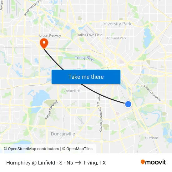 Humphrey @ Linfield - S - Ns to Irving, TX map