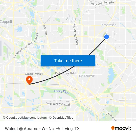 Walnut @ Abrams - W - Ns to Irving, TX map