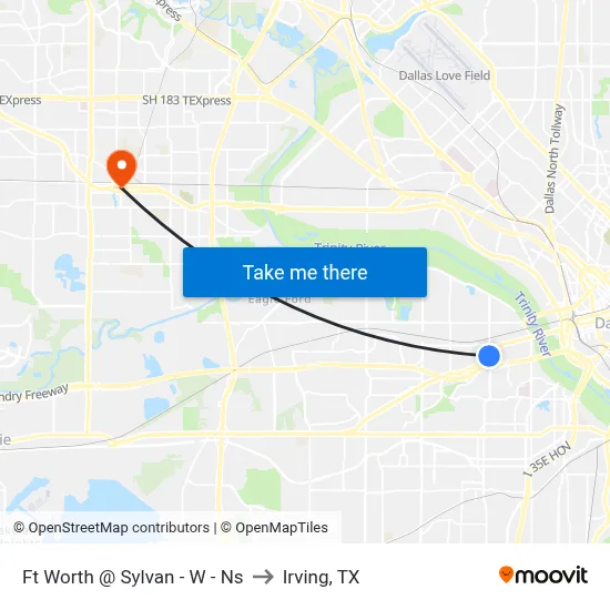 Ft Worth @ Sylvan - W - Ns to Irving, TX map