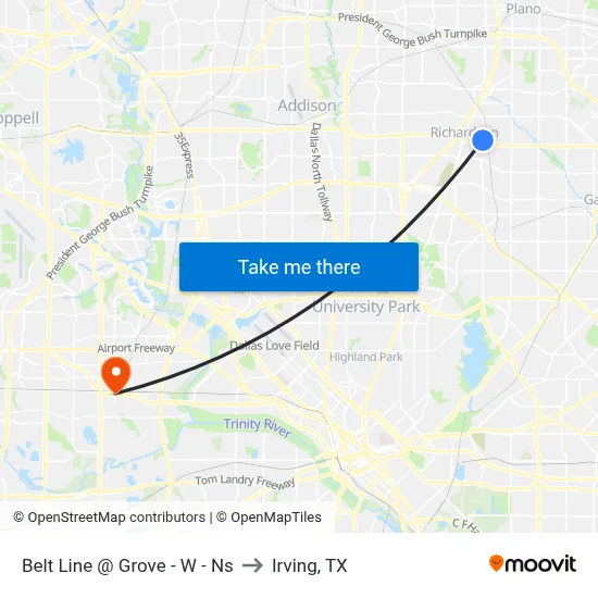 Belt Line @ Grove - W - Ns to Irving, TX map