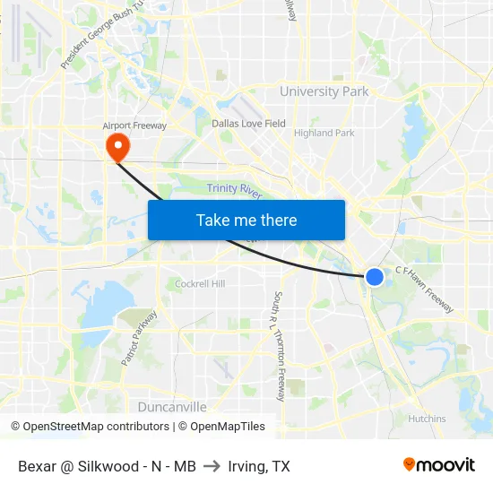 Bexar @ Silkwood - N - MB to Irving, TX map