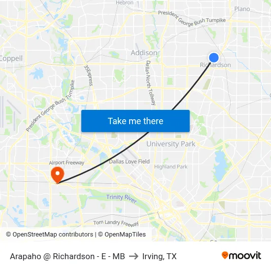 Arapaho @ Richardson - E - MB to Irving, TX map