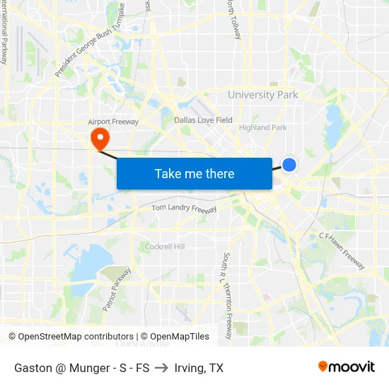 Gaston @ Munger - S - FS to Irving, TX map