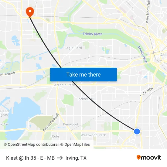 Kiest @ Ih 35 - E - MB to Irving, TX map
