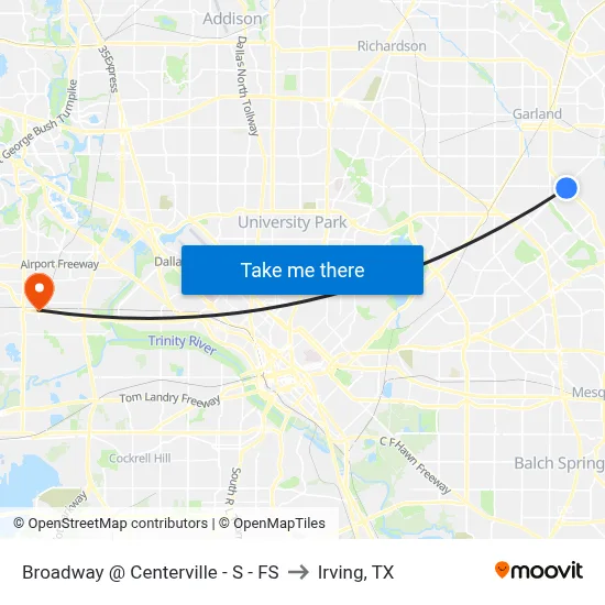 Broadway @ Centerville - S - FS to Irving, TX map