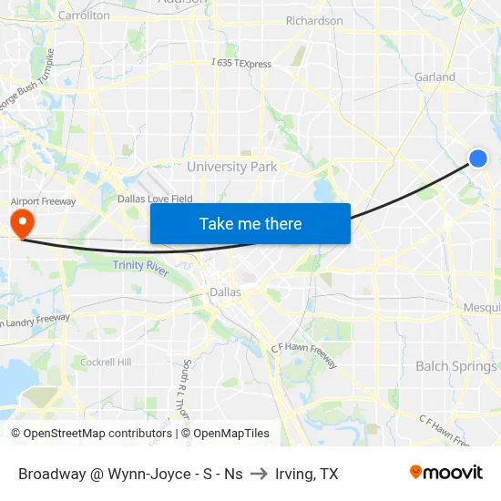 Broadway @ Wynn-Joyce - S - Ns to Irving, TX map