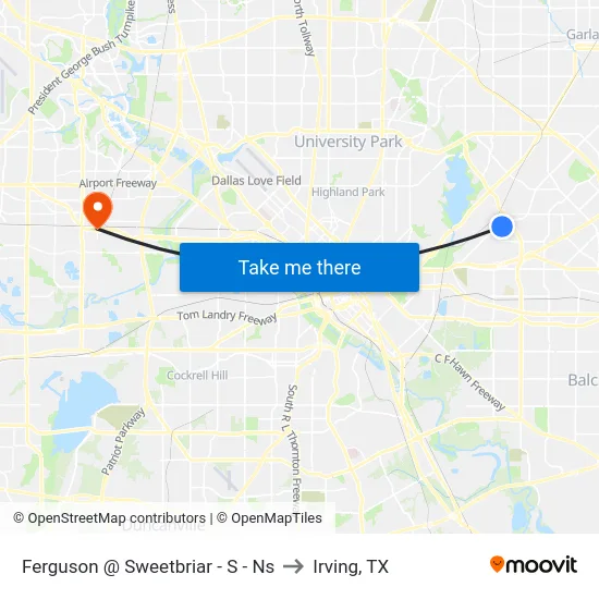 Ferguson @ Sweetbriar - S - Ns to Irving, TX map
