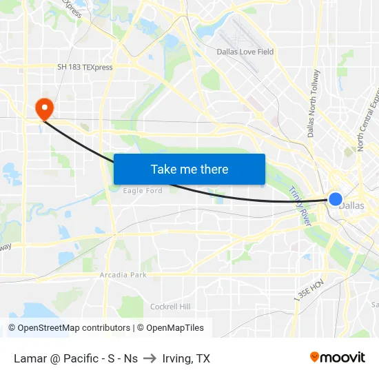 Lamar @ Pacific - S - Ns to Irving, TX map