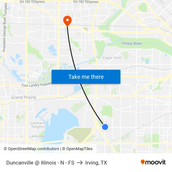 Duncanville @ Illinois - N - FS to Irving, TX map