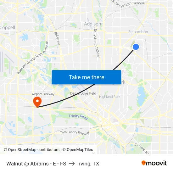 Walnut @ Abrams - E - FS to Irving, TX map