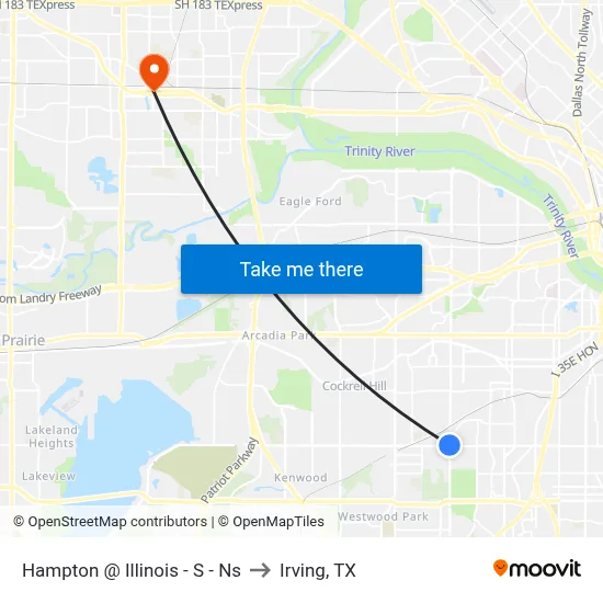 Hampton @ Illinois - S - Ns to Irving, TX map