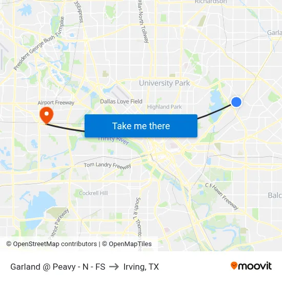 Garland @ Peavy - N - FS to Irving, TX map
