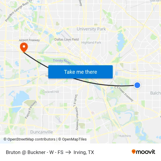 Bruton @ Buckner - W - FS to Irving, TX map