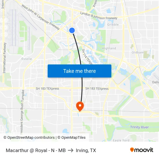 Macarthur @ Royal - N - MB to Irving, TX map