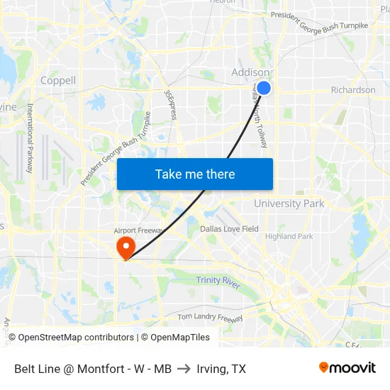 Belt Line @ Montfort - W - MB to Irving, TX map