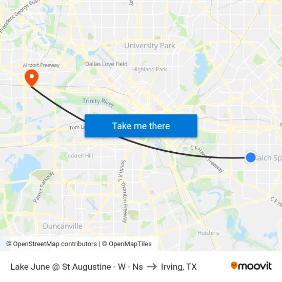 Lake June @ St Augustine - W - Ns to Irving, TX map