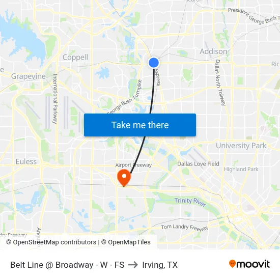 Belt Line @ Broadway - W - FS to Irving, TX map