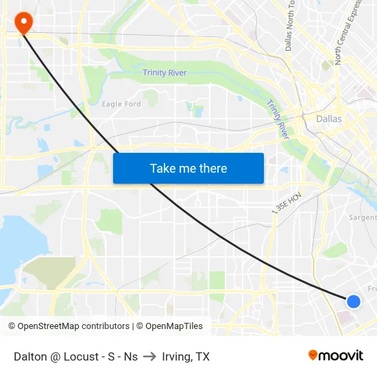 Dalton @ Locust - S - Ns to Irving, TX map