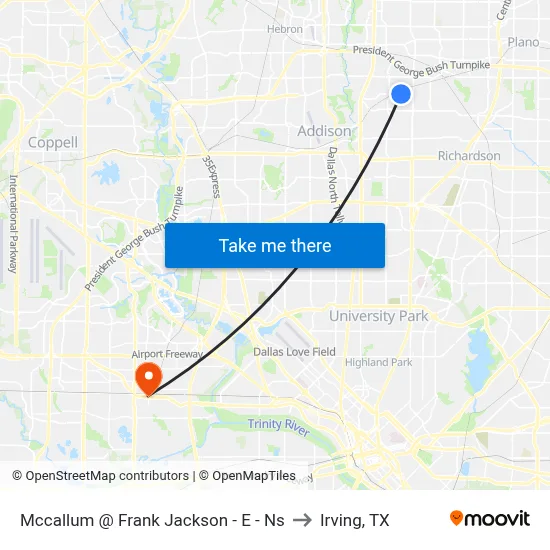 Mccallum @ Frank Jackson - E - Ns to Irving, TX map