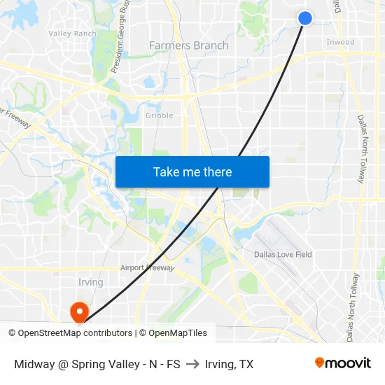 Midway @ Spring Valley - N - FS to Irving, TX map