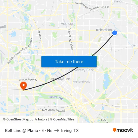 Belt Line @ Plano - E - Ns to Irving, TX map