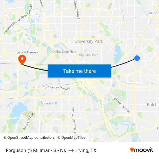 Ferguson @ Millmar - S - Ns to Irving, TX map
