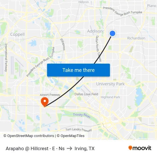 Arapaho @ Hillcrest - E - Ns to Irving, TX map