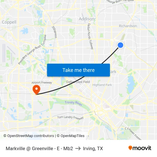 Markville @ Greenville - E - Mb2 to Irving, TX map