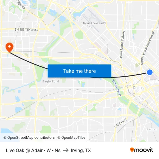 Live Oak @ Adair - W - Ns to Irving, TX map