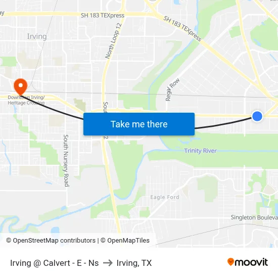 Irving @ Calvert - E - Ns to Irving, TX map