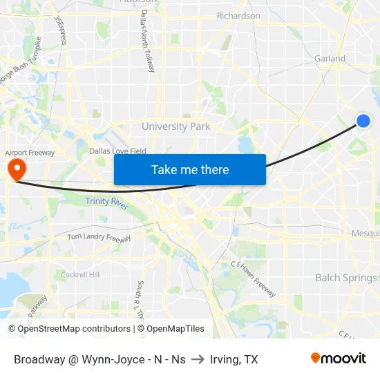 Broadway @ Wynn-Joyce - N - Ns to Irving, TX map