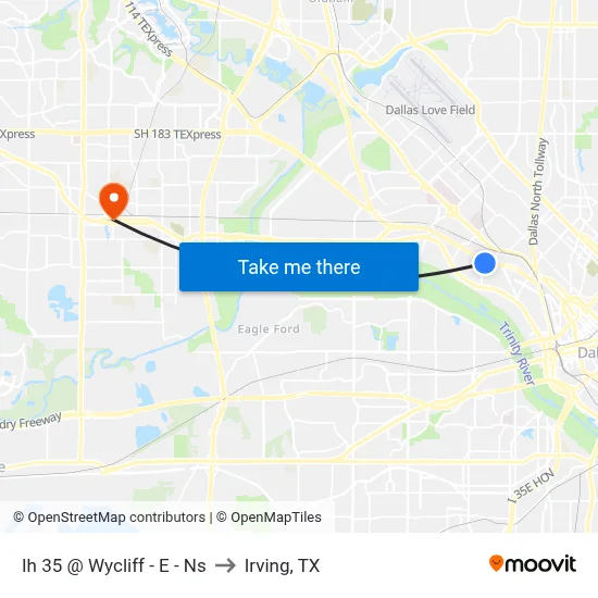 Ih 35 @ Wycliff - E - Ns to Irving, TX map