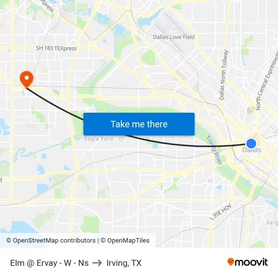 Elm @ Ervay - W - Ns to Irving, TX map