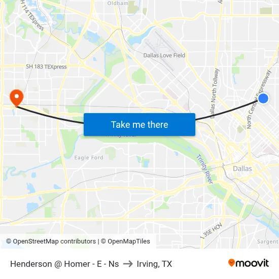 Henderson @ Homer - E - Ns to Irving, TX map
