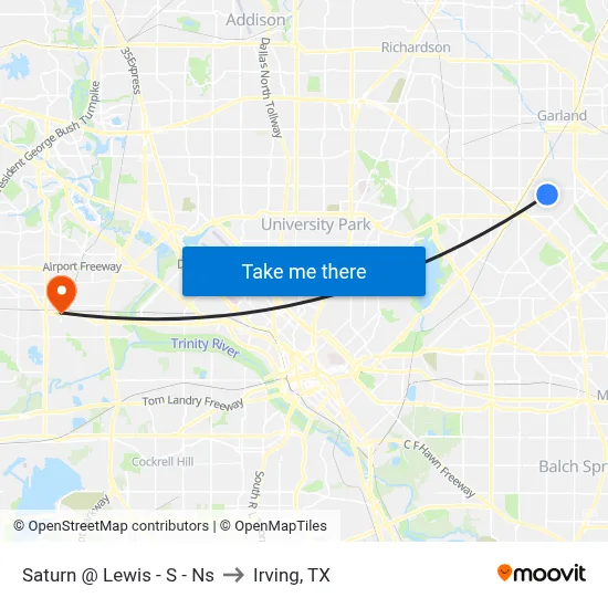 Saturn @ Lewis - S - Ns to Irving, TX map