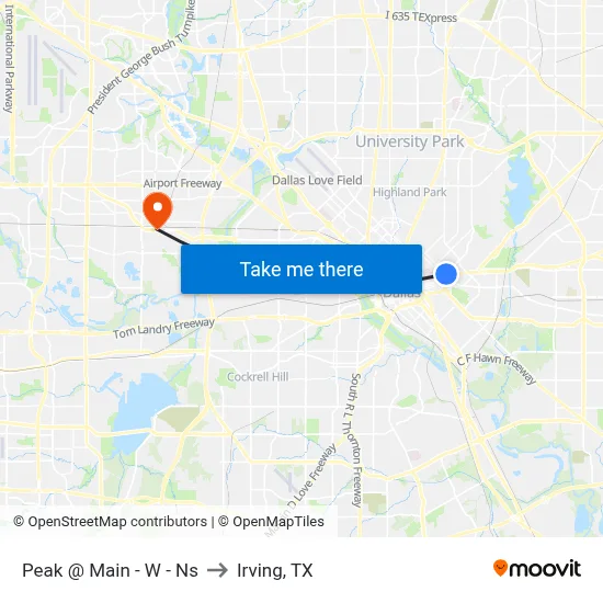Peak @ Main - W - Ns to Irving, TX map