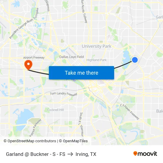 Garland @ Buckner - S - FS to Irving, TX map