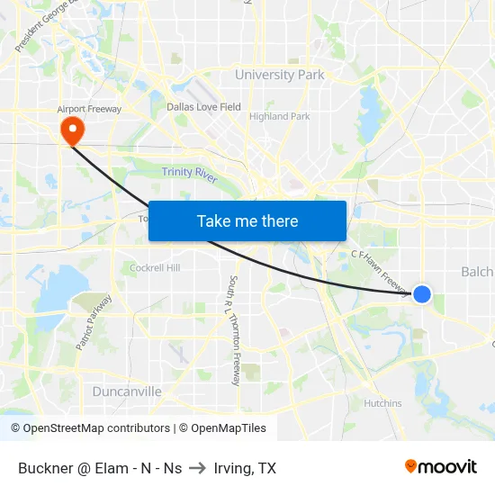 Buckner @ Elam - N - Ns to Irving, TX map