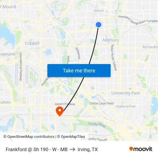 Frankford @ Sh 190 - W -  MB to Irving, TX map