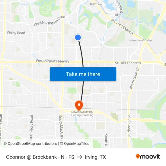 Oconnor @ Brockbank - N - FS to Irving, TX map