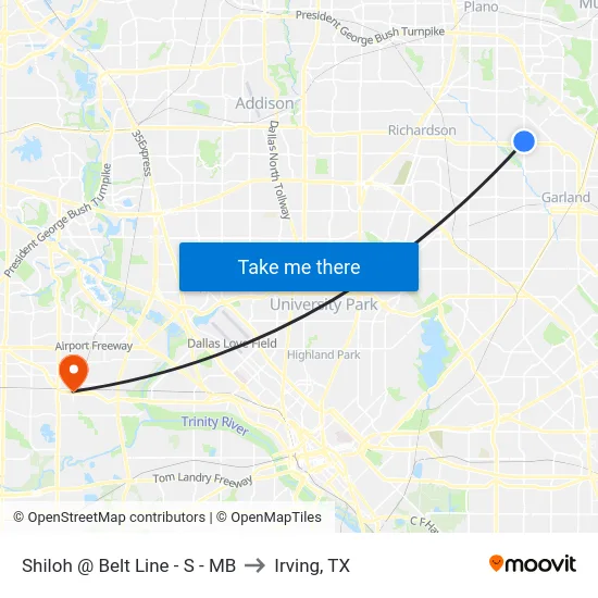 Shiloh @ Belt Line - S - MB to Irving, TX map