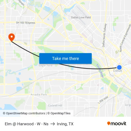 Elm @ Harwood - W - Ns to Irving, TX map